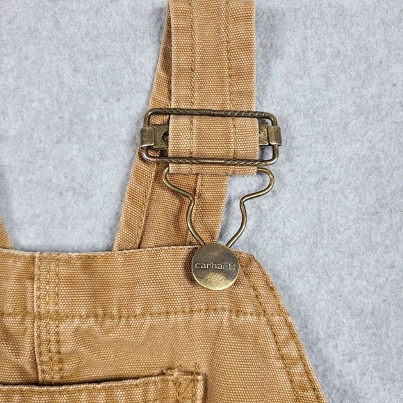 Carhartt Bibs Double Knee Overalls Toddler Size 2T Brown Canvas Flannel Lining - Picture 5 of 10